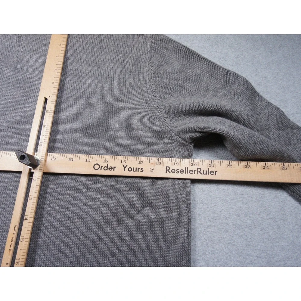 Eddie Bauer Sweater Mens Small Gray Knit Crewneck USA Flag Pullover Cotton